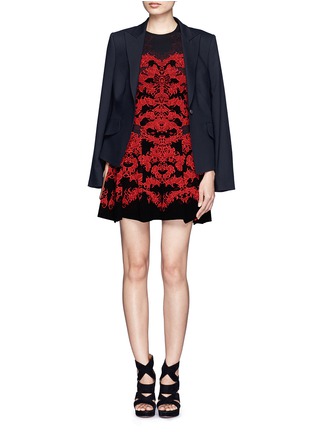 Figure View - Click To Enlarge - RVN - Flame lace jacquard knit skater dress