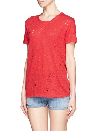 Front View - Click To Enlarge - IRO - Clay distressed linen T-shirt