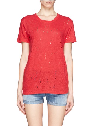 Main View - Click To Enlarge - IRO - Clay distressed linen T-shirt