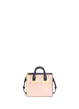 Detail View - Click To Enlarge - SOPHIE HULME - 'Albion' glitter rainbow stripe leather box tote