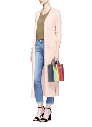 Front View - Click To Enlarge - SOPHIE HULME - 'Albion Square' rainbow stripe leather tote