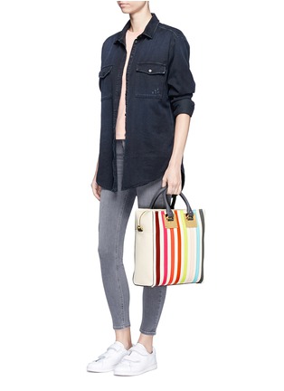 Figure View - Click To Enlarge - SOPHIE HULME - 'Cromwell Mini' rainbow stripe canvas tote