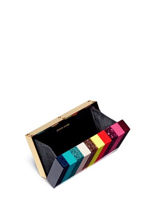 Detail View - Click To Enlarge - SOPHIE HULME - 'Compton' glitter rainbow stripe Perspex box clutch
