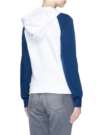 Back View - Click To Enlarge - ADIDAS - 'Girlie' 3-Stripe colourblock drawstring zip hoodie