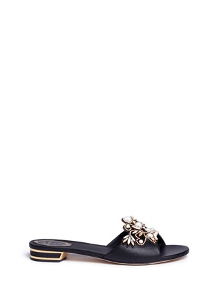 Main View - Click To Enlarge - RENÉ CAOVILLA - Strass pearl appliqué leather slide sandals