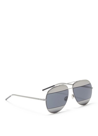 Figure View - Click To Enlarge - DIOR - 'Dior Split 1' inset metal aviator sunglasses