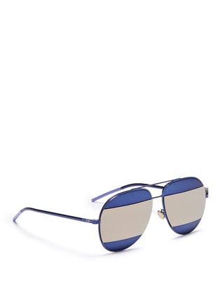 Figure View - Click To Enlarge - DIOR - 'Dior Split 1' inset metal aviator mirror sunglasses