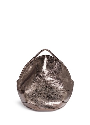 Detail View - Click To Enlarge - A-ESQUE - 'Petal Pure' split handle metallic leather bag