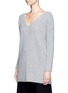 Front View - Click To Enlarge - CRUSH COLLECTION - x Du Juan cashmere rib knit long sweater