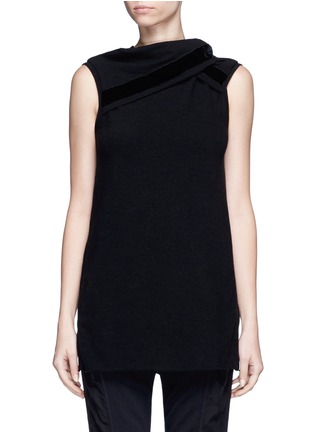 Main View - Click To Enlarge - HAIDER ACKERMANN - 'Duplessis' velvet trim twisted shoulder sleeveless top