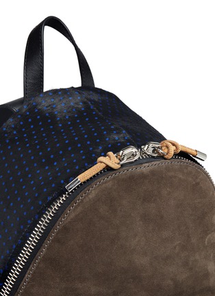 Detail View - Click To Enlarge - ALEXANDER WANG - 'Berkley' polka dot print calfhair panelled suede backpack