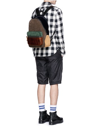 Figure View - Click To Enlarge - ALEXANDER WANG - 'Berkley' polka dot print calfhair panelled suede backpack