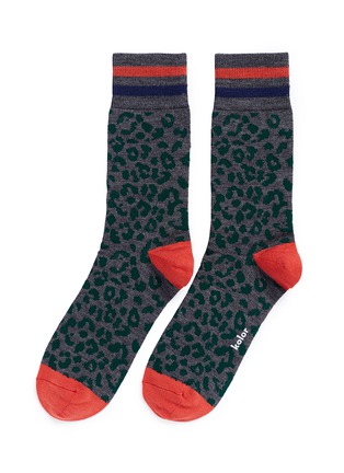 Main View - Click To Enlarge - KOLOR - Leopard intarsia wool socks