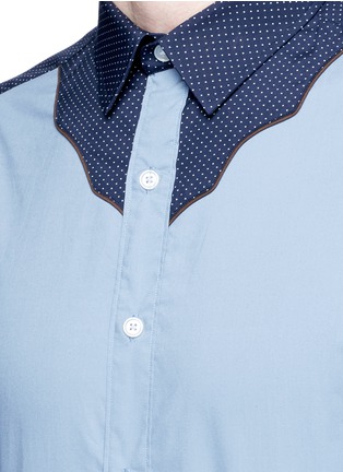 Detail View - Click To Enlarge - KOLOR - Polka dot Western yoke cotton shirt