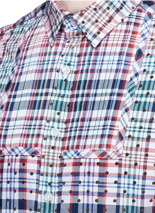 Detail View - Click To Enlarge - KOLOR - Polka dot patch check plaid bib shirt