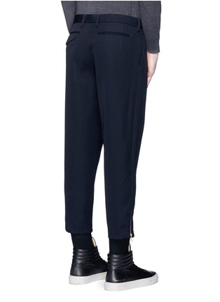 Back View - Click To Enlarge - KOLOR - Zip cuff cropped wool pants