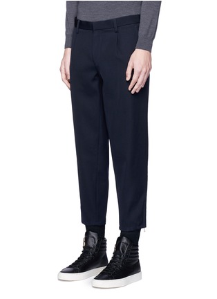Front View - Click To Enlarge - KOLOR - Zip cuff cropped wool pants