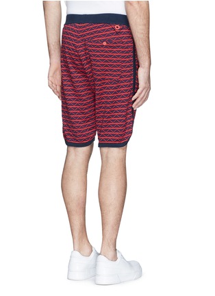 Back View - Click To Enlarge - WHITE MOUNTAINEERING - Zigzag stripe cotton sweat shorts