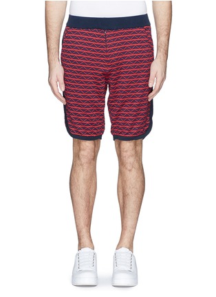 Main View - Click To Enlarge - WHITE MOUNTAINEERING - Zigzag stripe cotton sweat shorts