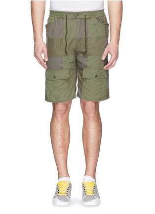 Main View - Click To Enlarge - WHITE MOUNTAINEERING - Patchwork cotton-tencel cargo shorts