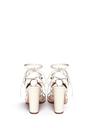 Back View - Click To Enlarge - VALENTINO GARAVANI - 'Rockstud' leather lace-up sandals
