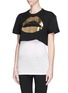Front View - Click To Enlarge - MARKUS LUPFER - 'Lara Lip' foil print cropped T-shirt