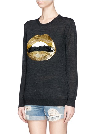Front View - Click To Enlarge - MARKUS LUPFER - 'Metallic ombré seuqin lip' Natalie sweater