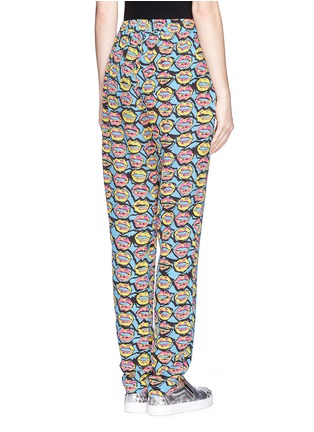 Back View - Click To Enlarge - MARKUS LUPFER - 'Neon Scribble Lip' silk jogging pants