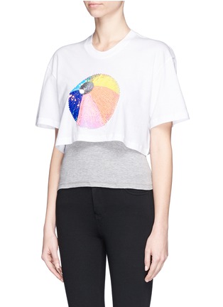 Front View - Click To Enlarge - MARKUS LUPFER - 'Beachball' sequin cropped T-shirt
