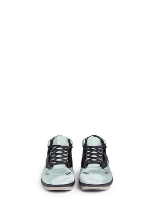 Figure View - Click To Enlarge - LANVIN - Leather trim satin twill sneakers