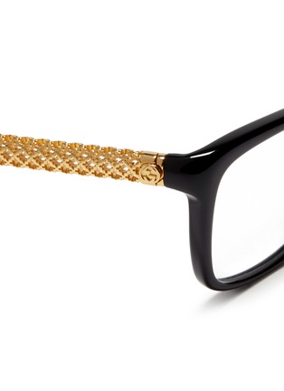 Detail View - Click To Enlarge - GUCCI - Gold plated lattice temple acetate optical glasses