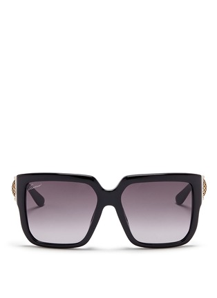 Main View - Click To Enlarge - GUCCI - Horsebit hinge chunky square sunglasses