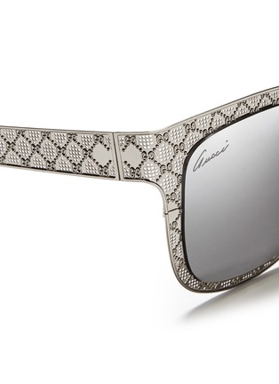 Detail View - Click To Enlarge - GUCCI - Monogram metal perforation sunglasses