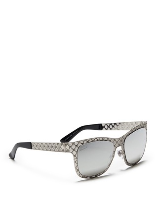 Figure View - Click To Enlarge - GUCCI - Monogram metal perforation sunglasses