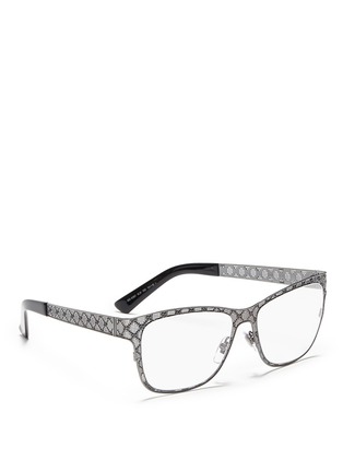 Figure View - Click To Enlarge - GUCCI - Monogram metal perforation optical glasses