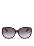 Main View - Click To Enlarge - GUCCI - Monogram embossed leather temple acetate sunglasses
