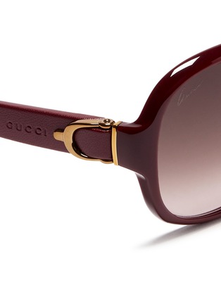 Detail View - Click To Enlarge - GUCCI - Horsebit hinge leather temple acetate sunglasses