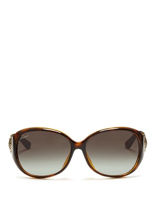 Main View - Click To Enlarge - GUCCI - Horsebit hinge round acetate sunglasses