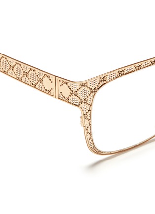 Detail View - Click To Enlarge - GUCCI - Monogram chequerboard metal optical glasses