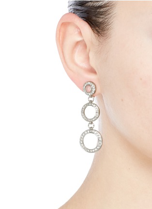 Figure View - Click To Enlarge - KENNETH JAY LANE - Glass crystal circle drop clip earrings