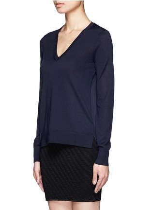 Front View - Click To Enlarge - THEORY - Side slit silk back sweater
