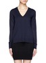 Main View - Click To Enlarge - THEORY - Side slit silk back sweater