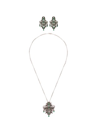 Main View - Click To Enlarge - AISHWARYA - Diamond emerald gold alloy earrings and necklace set