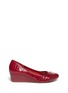 Main View - Click To Enlarge - COLE HAAN - 'Tali' croc embossed patent leather wedge pumps