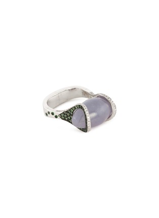 Main View - Click To Enlarge - SAMUEL KUNG - Diamond garnet jade 18k gold ring