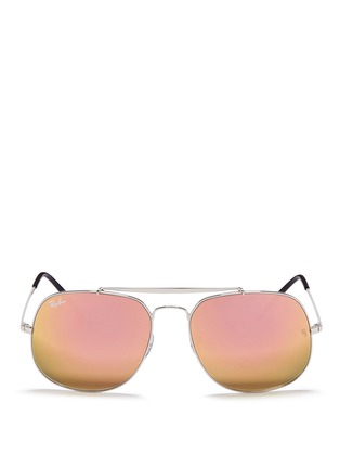 Main View - Click To Enlarge - RAY-BAN - 'General' metal square aviator mirror sunglasses