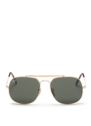 Main View - Click To Enlarge - RAY-BAN - 'General' metal square aviator mirror sunglasses