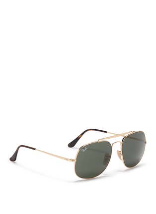 Figure View - Click To Enlarge - RAY-BAN - 'General' metal square aviator mirror sunglasses