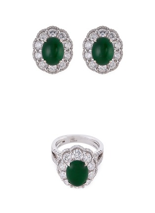 Main View - Click To Enlarge - LC COLLECTION JADE - Diamond jade 18k white gold ring and earrings set
