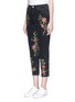 Front View - Click To Enlarge - TOPSHOP - 'Moto' rose embroidered Mom jeans